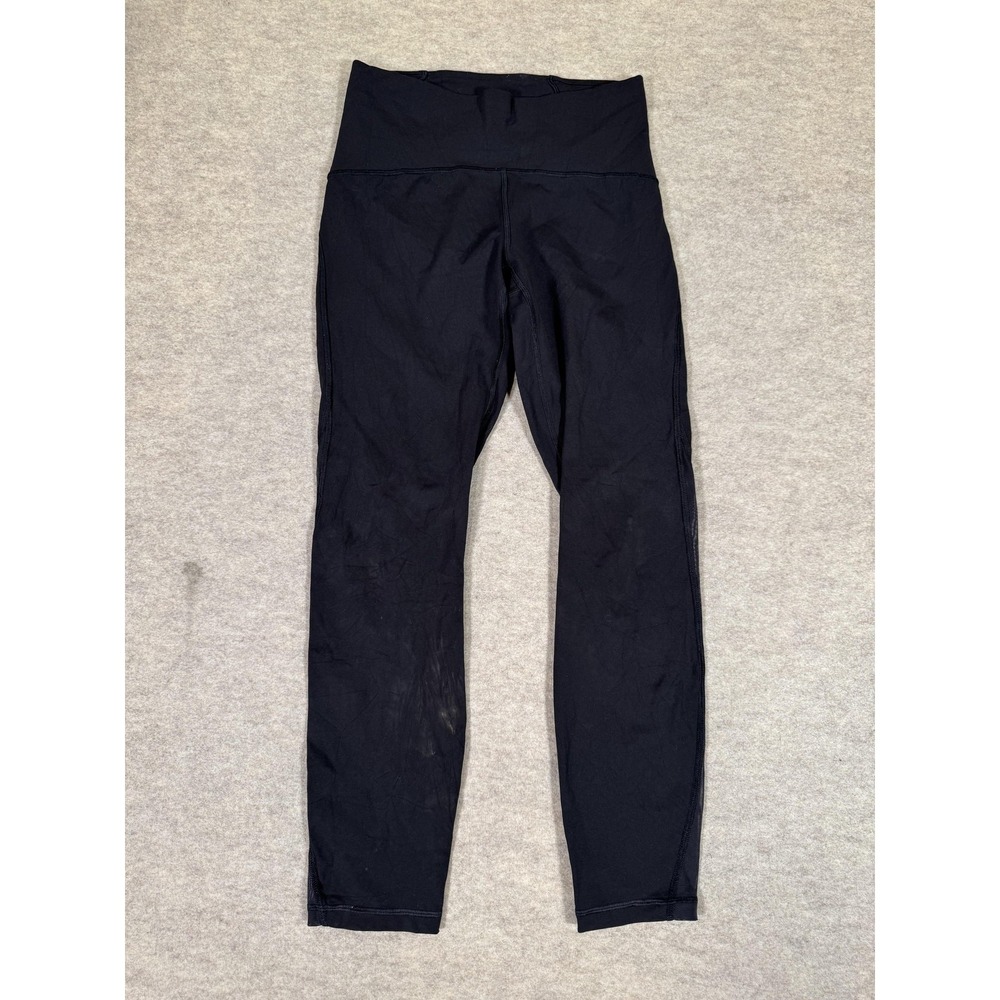 Lululemon Leggings Womens 6 Black High Rise Ankle Mesh Panels Yoga Athletic Gym